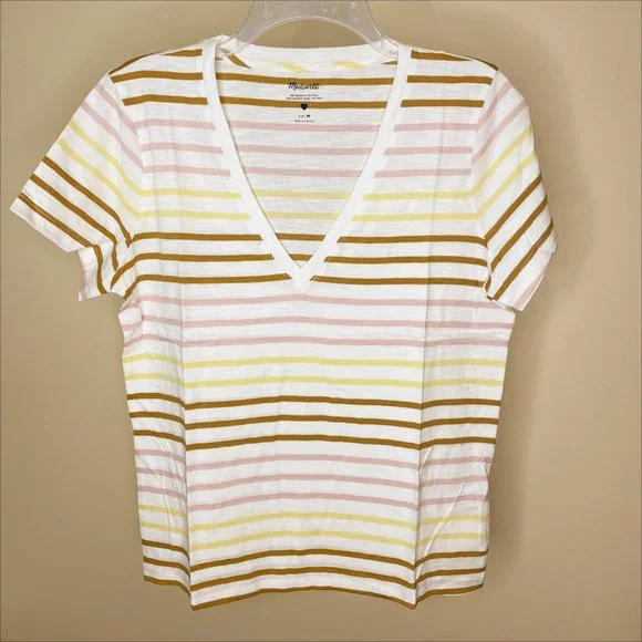 Madewell Whisper Stripe V-neck Tee - Picture 5 of 13